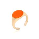Anel-de-Dedinho-Resina-Redondo-Laranja-Banho-de-Ouro-18K