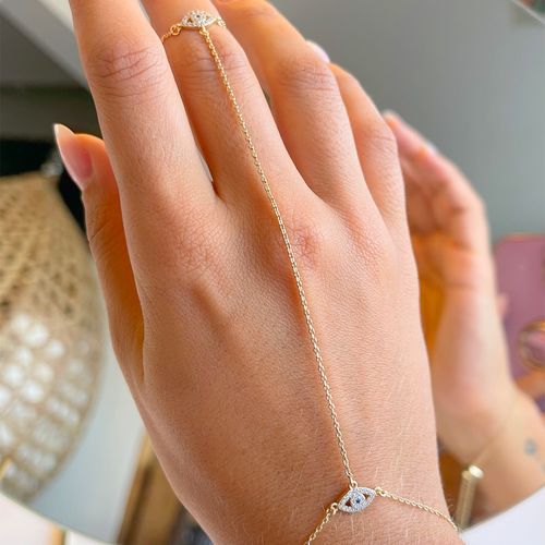 Pulseira zirconia azul escuro zirconia branca trevila olho (super promoção)