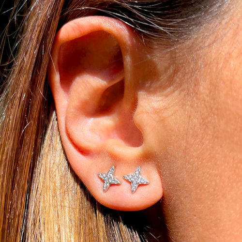 Brinco zirconia branca estrela pequena