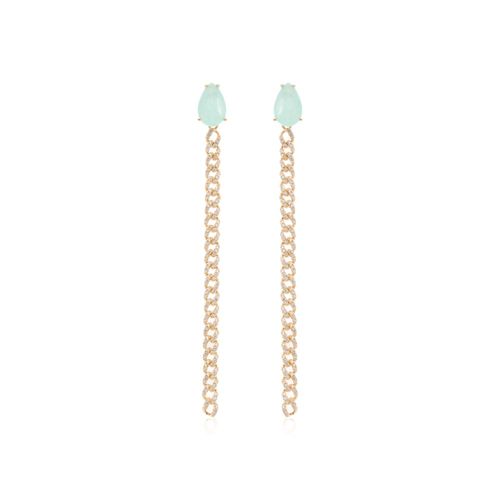 Brinco Gota Fusion Turmalina Light com Corrente - Banho de Ouro 18k