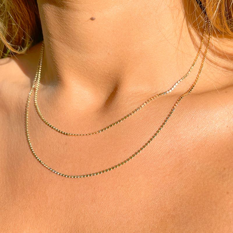 Colar-Longo-Malha-Bolinha-Pequena-Banho-de-Ouro-18K