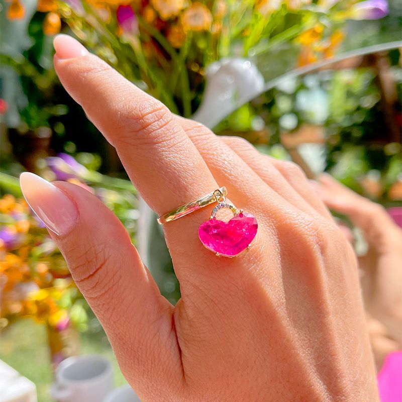 Anel-Coracao-Pendurado-Fusion-Turmalina-Rosa-Banho-de-Ouro-18K