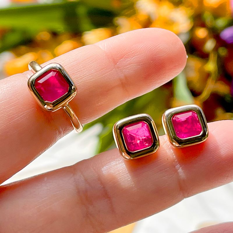 Anel-Quadrado-Fusion-Turmalina-Rosa-Banho-de-Ouro-18K