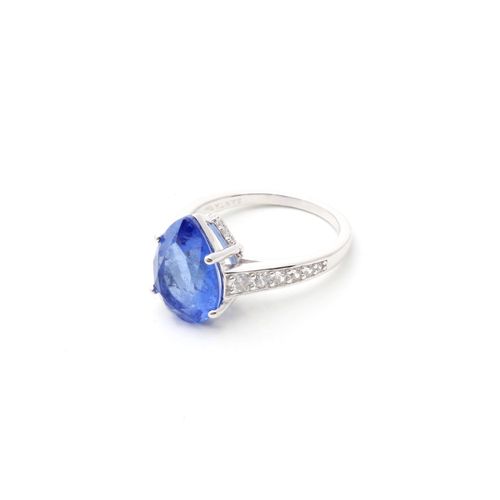 Anel Fusion Tanzanita Gota Prata 925 aro 22
