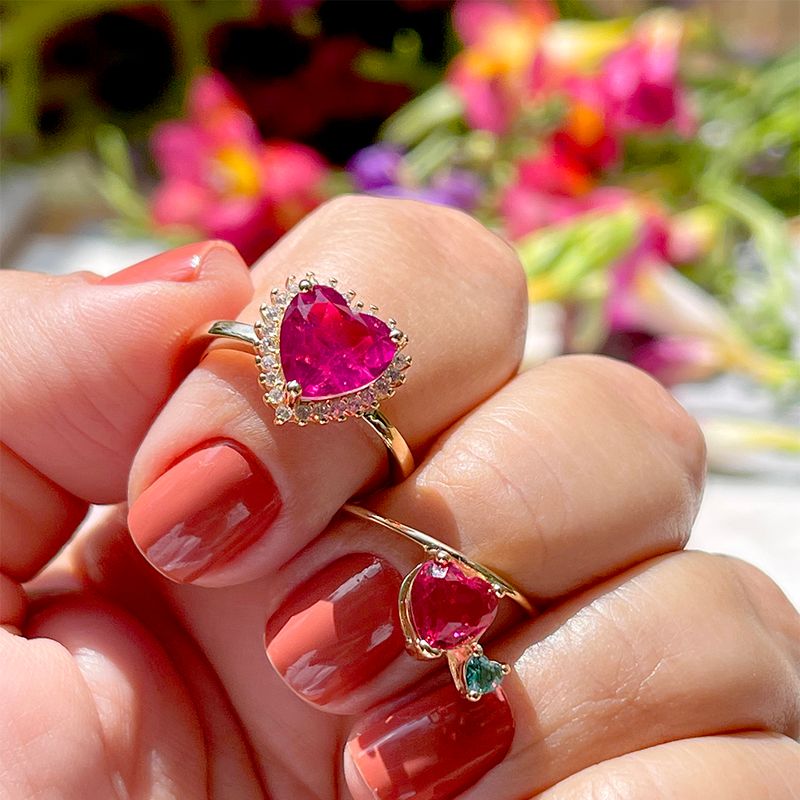 Anel-Coracao-Cravejado-Fusion-Turmalina-Rosa-Banho-de-Ouro-18K
