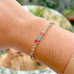 Pulseira-Riviera-Cristal-Esmeralda-Riviera-Redondos-Banho-de-Ouro-18K
