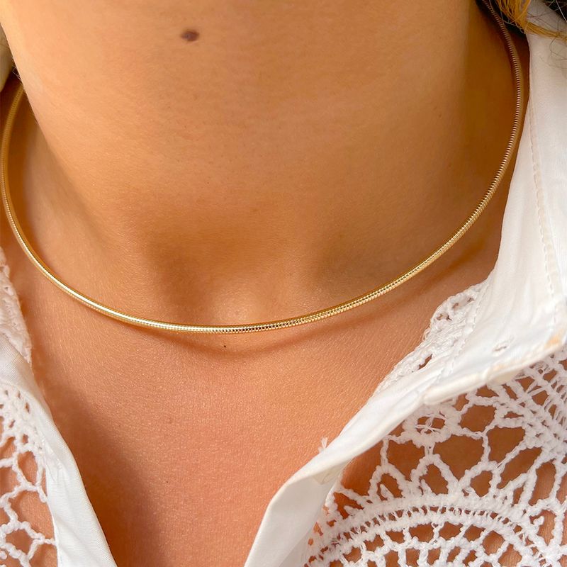 Gargantilha-Aro-Liso-Banho-de-Ouro-18K
