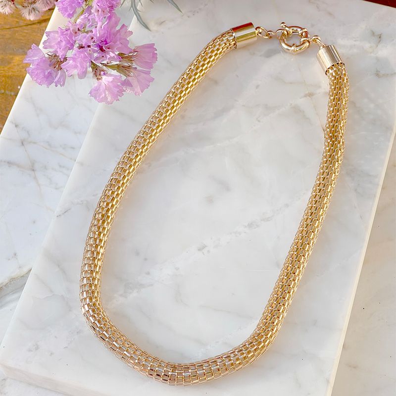 Colar-Liso-Maleavel-Rabo-de-Rato-Banho-de-Ouro-18K