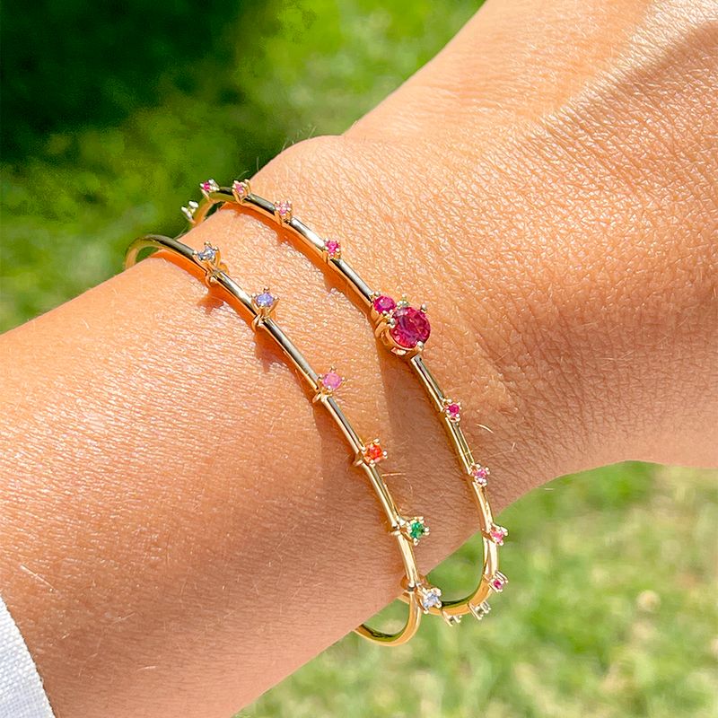Bracelete-Zirconia-Colorida-Cravacao-em-Garras-Banho-de-Ouro-18K