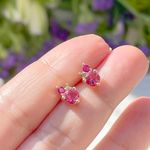 Brinco-Cravejado-Cristal-Turmalina-Rosa-Cravacao-em-Garra-Banho-de-Ouro-18K-