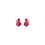 Brinco-Cravejado-Cristal-Turmalina-Rosa-Cravacao-em-Garra-Banho-de-Ouro-18K-