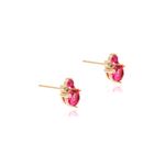 Brinco-Cravejado-Cristal-Turmalina-Rosa-Cravacao-em-Garra-Banho-de-Ouro-18K-