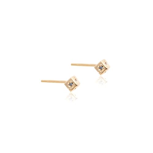 Brinco Cubo Pequeno Zircônia Colorida Banho de Ouro 18K p