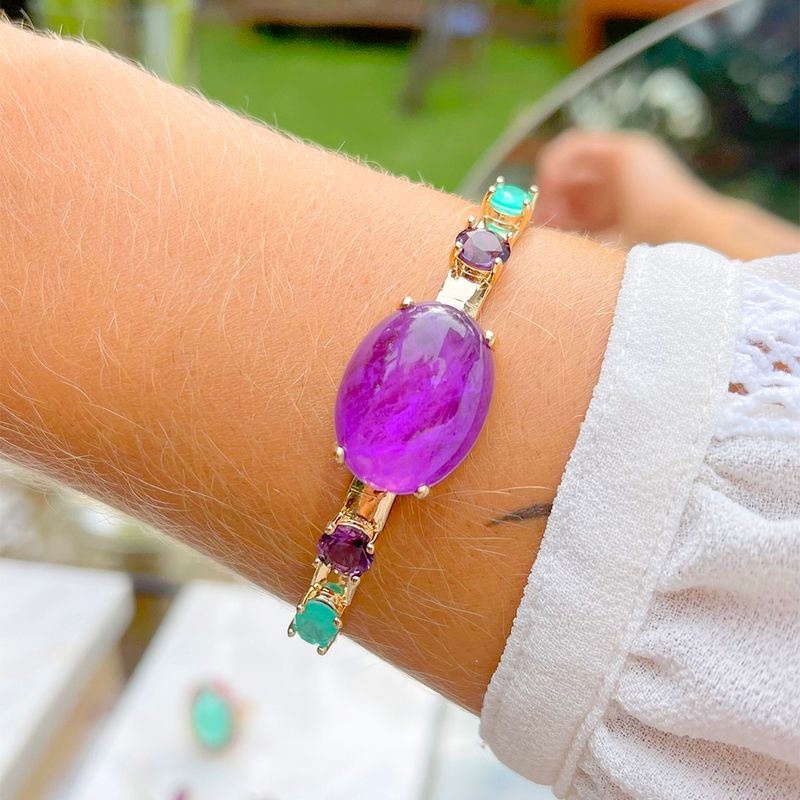 Bracelete-Fusion-Ametista-Oval-com-Cravacao-em-Garras-Banho-de-Ouro-18K