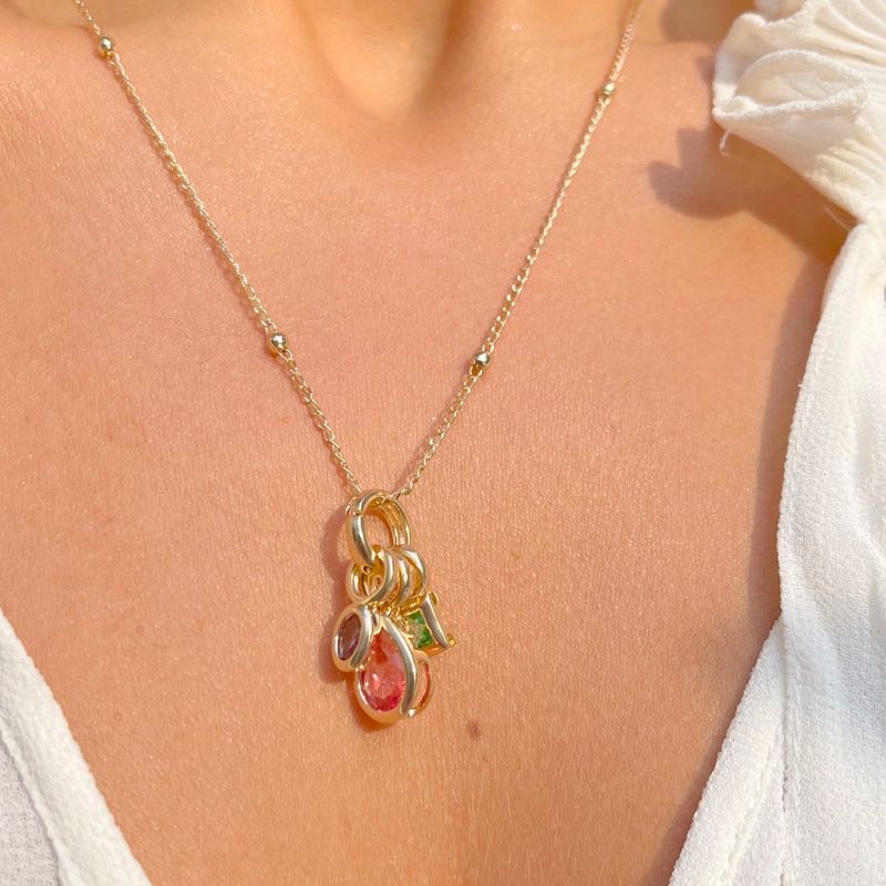 Colar-Pingentes-Formas-Cristal-Turmalina-Rosa-Cravacao-Maia-Inglesa-Banho-de-Ouro-18K