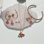 Colar-Pingentes-Formas-Cristal-Turmalina-Rosa-Cravacao-Maia-Inglesa-Banho-de-Ouro-18K
