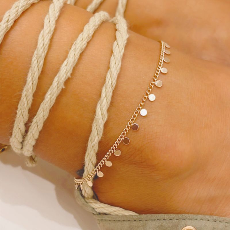 Tornozeleira-Lisa-Bolinhas-Banho-de-Ouro-18K-