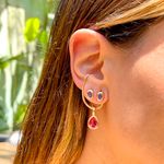 Brinco-Ear-Cuff-Cravacao-Meia-inglesa-Cristal-Turmalina-Rosa-Banho-de-Ouro-18K-