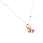Colar-Pingentes-Formas-Cristal-Turmalina-Rosa-Cravacao-Meia-inglesa-Banho-de-Ouro-18K