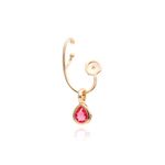 Brinco-Ear-Cuff-Cravacao-Meia-inglesa-Cristal-Turmalina-Rosa-Banho-de-Ouro-18K