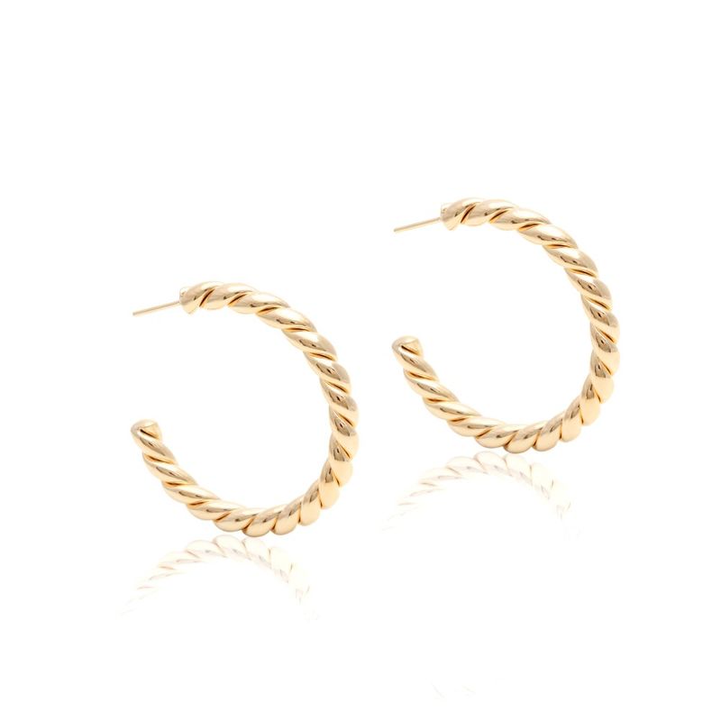 Brinco-Argola-Entrelacada-Lisa-Banho-de-Ouro-18K