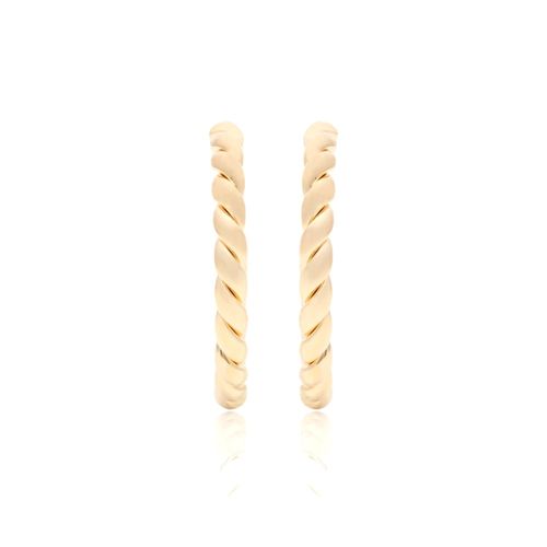 Brinco Argola Entrelaçada Lisa Banho de Ouro 18K