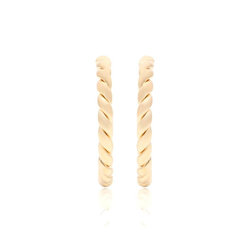 Brinco-Argola-Entrelacada-Lisa-Banho-de-Ouro-18K