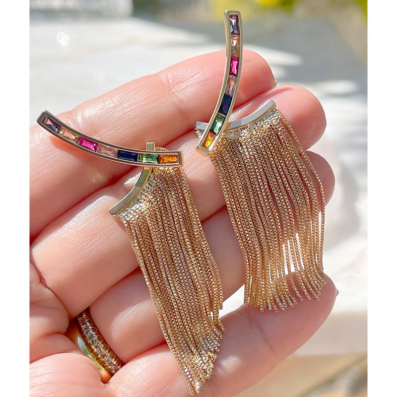 Brinco-Cristal-Podange-Retangulos-com-Franja-Banho-de-Ouro-18K