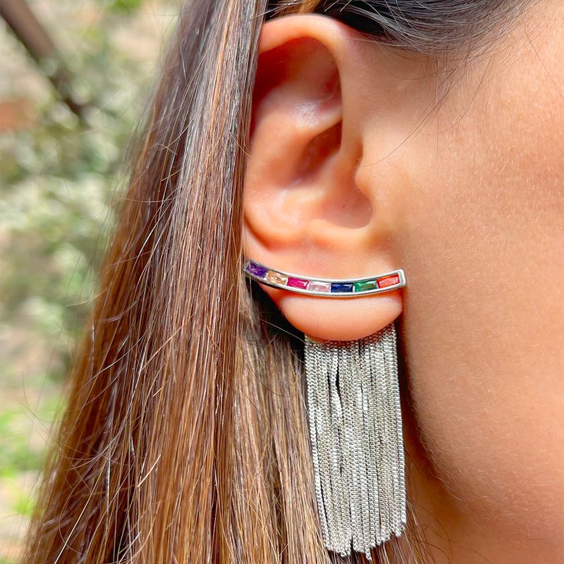 Brinco-Cristal-Podange-Retangulos-com-Franja-Banho-de-Diamante-