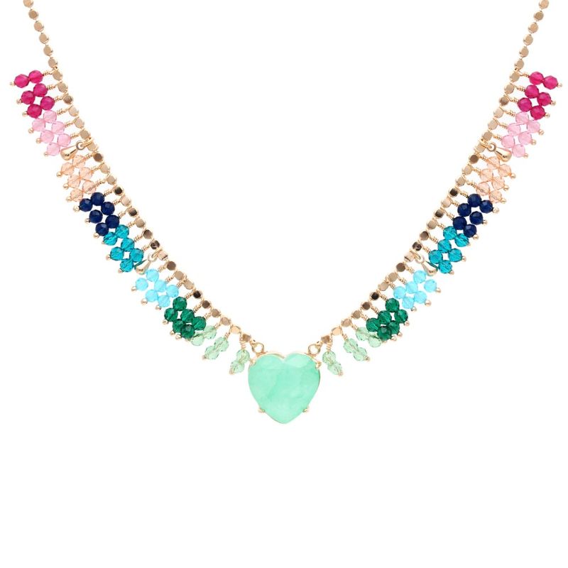Colar-Fusion-Esmeralda-Colombiana-Coracao-Franja-Cravacao-em-Garras-Banho-de-Ouro-18K