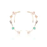 Brinco-Ear-Cuff-Gotas-Cristal-Quartzo-Rosa-Cravadas-Em-Garras-Banho-de-Ouro-18K