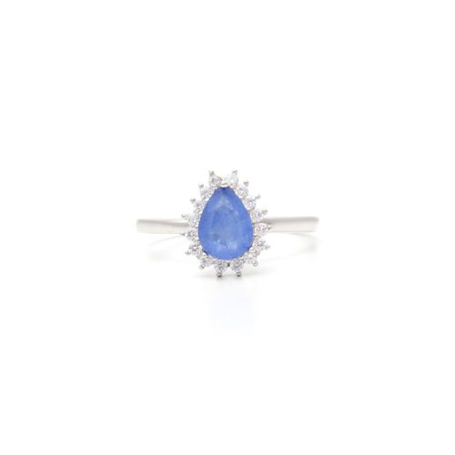 Anel Fusion Tanzanita Gota Cravejada em Garras Prata 925 aro 19