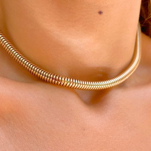 Colar Liso Rabo de Rato Banho de Ouro 18K 42cm