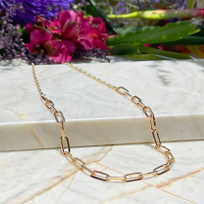 Colar-Liso-Chocker-Elos-Retangulos-Banho-de-Ouro-18K
