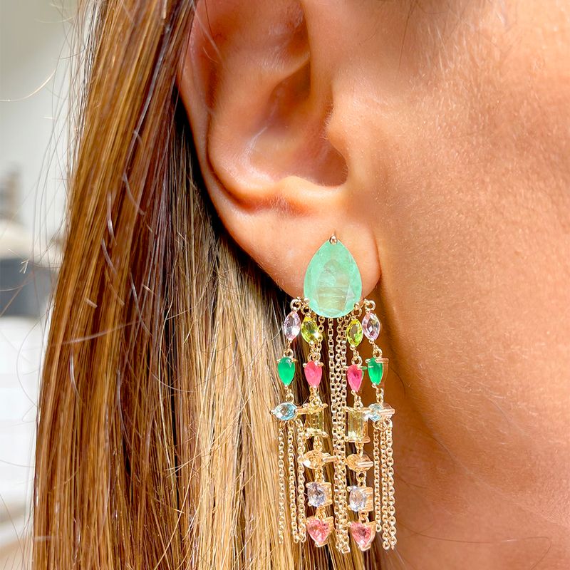 Brinco-fusion-esmeralda-colombiana-cristal-rubi-cristal-peridoto-gota-tassel-