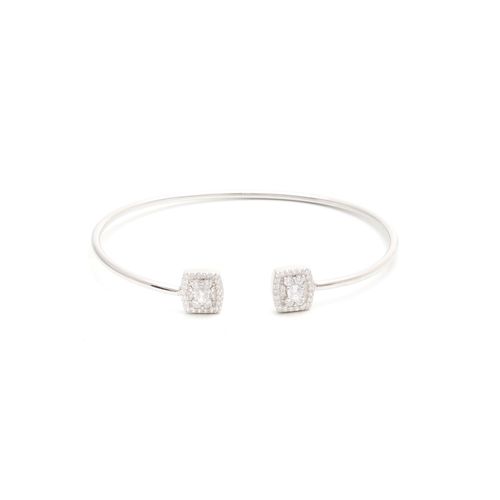 Bracelete quadrado cravejado zircônia branca prata 925
