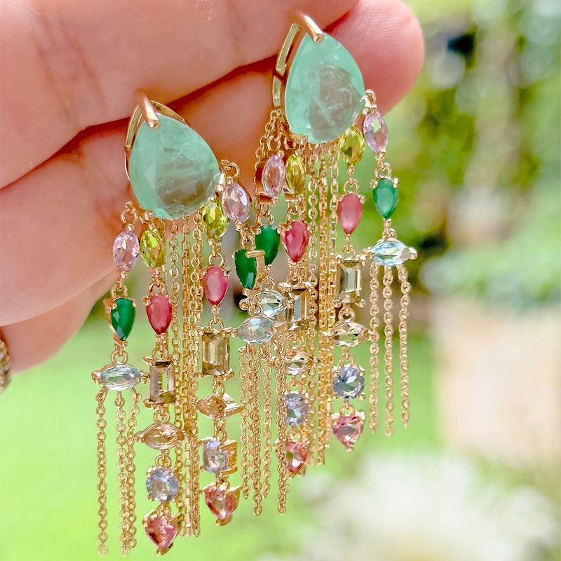 Brinco-fusion-esmeralda-colombiana-cristal-rubi-cristal-peridoto-gota-tassel