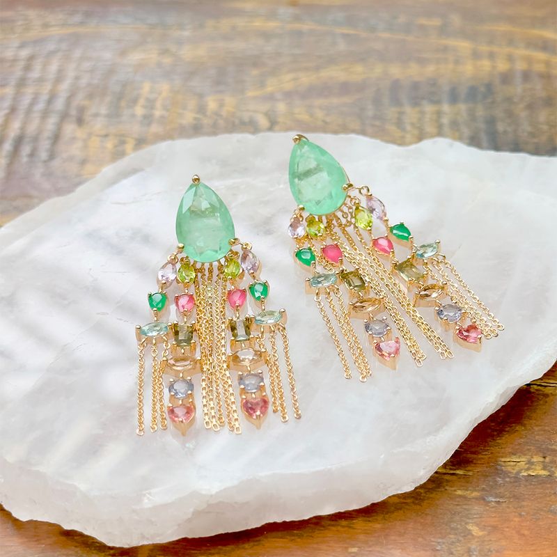 Brinco-fusion-esmeralda-colombiana-cristal-rubi-cristal-peridoto-gota-tassel
