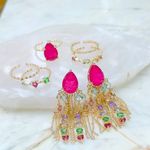 Brinco-gota-franja-cravejada-fusion-turmalina-rosa-banho-de-ouro-18k
