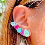 Brinco ear cuff gotas fusion ametista prata 925