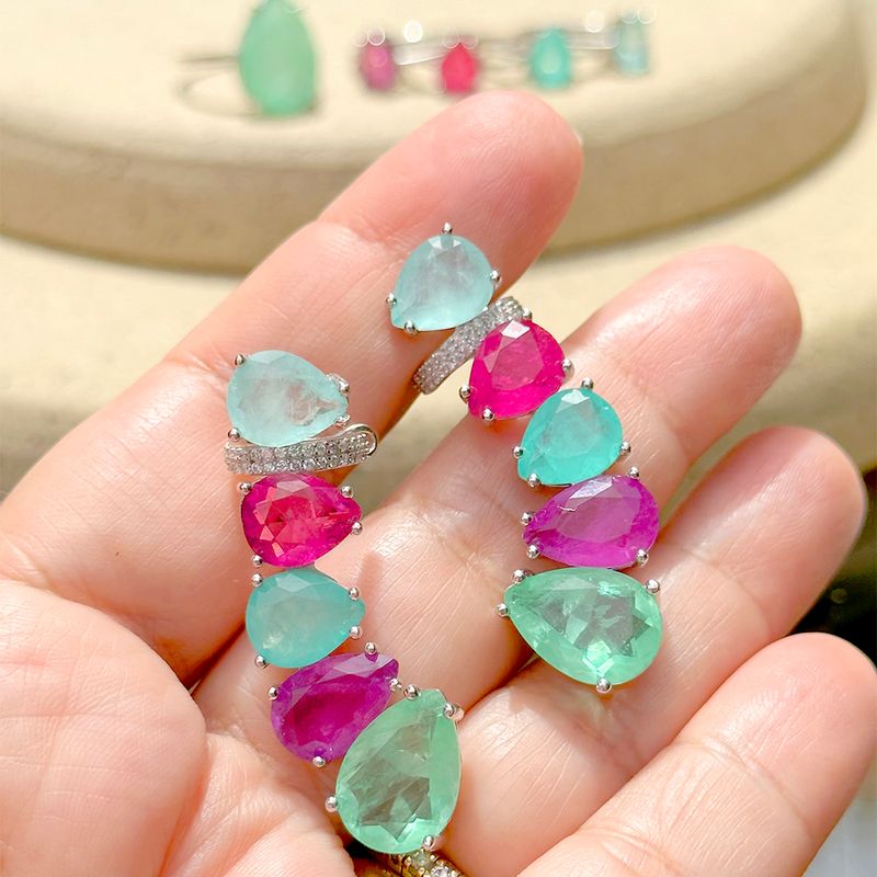 Brinco ear cuff gotas fusion ametista prata 925