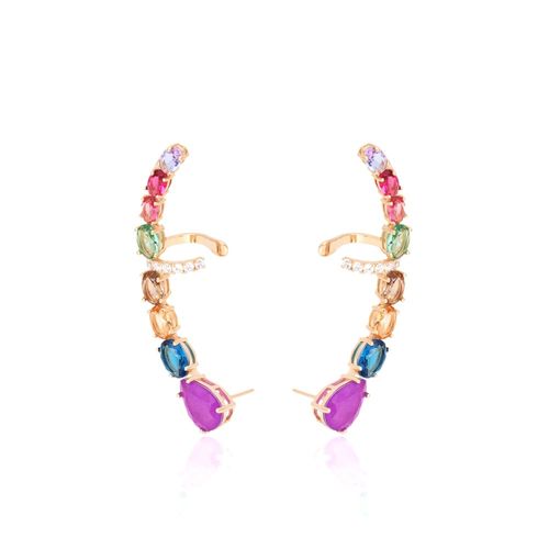 Brinco ear cuff fusion ametista banho de ouro 18k