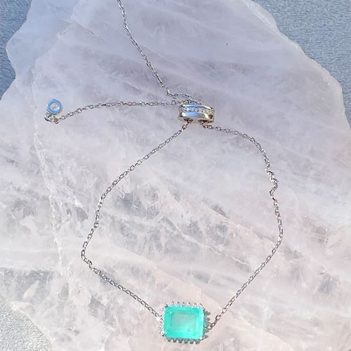 Pulseira retangular fusion turmalina cravação em garras 8x7 prata 925