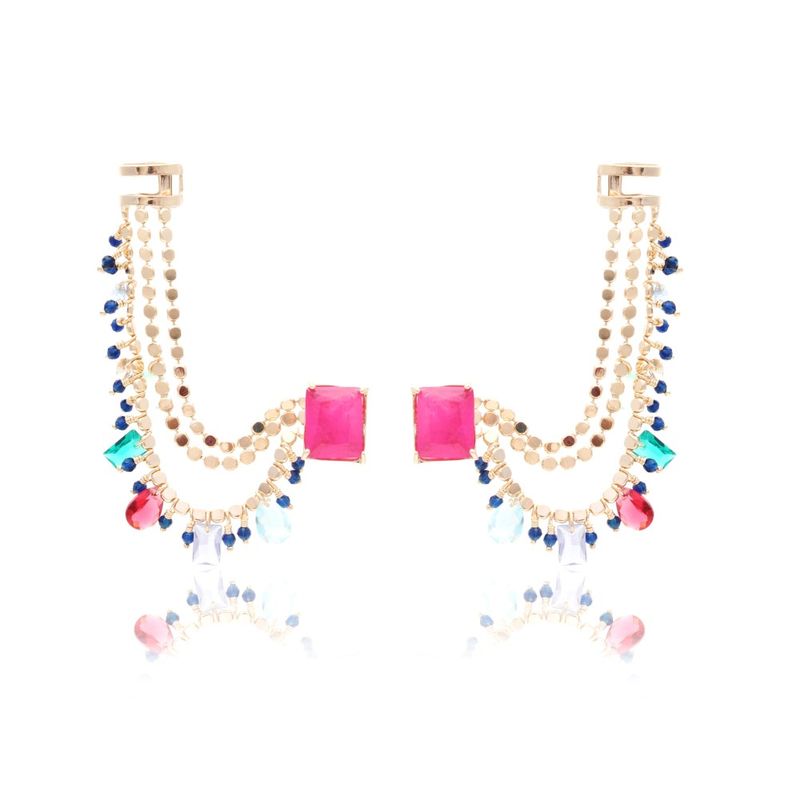 Brinco-ear-cuff-fios-fusion-turmalina-rosa-banho-de-ouro-18k