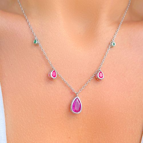 Colar gotas fusion ametista prata 925