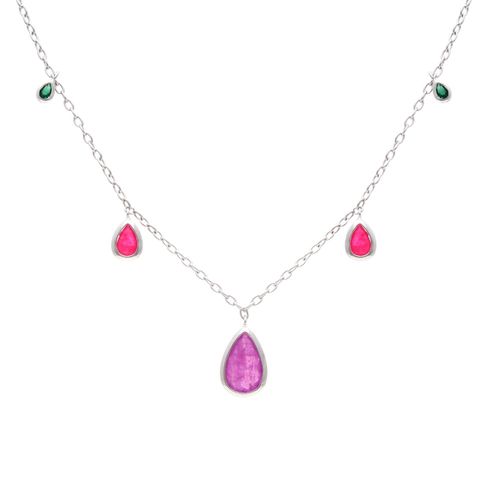 Colar gotas fusion ametista prata 925