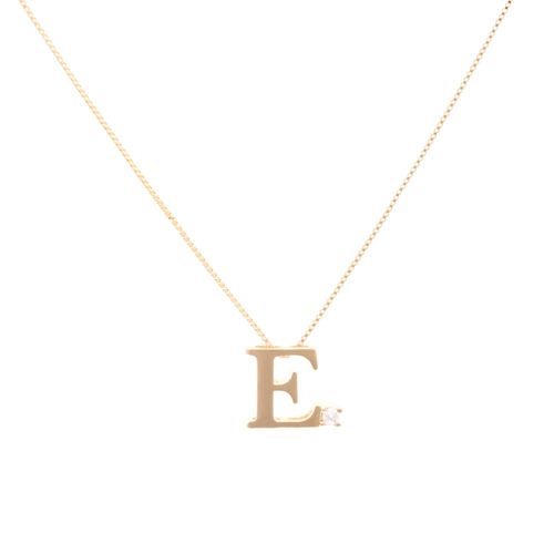 Colar letra e zircônia branca banho de ouro 18k