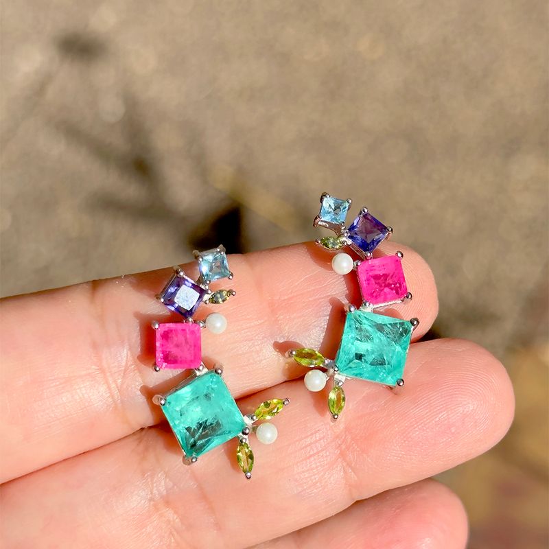 Brinco-ear-cuff-quadrados-fusion-turmalina-rosa-prata-925