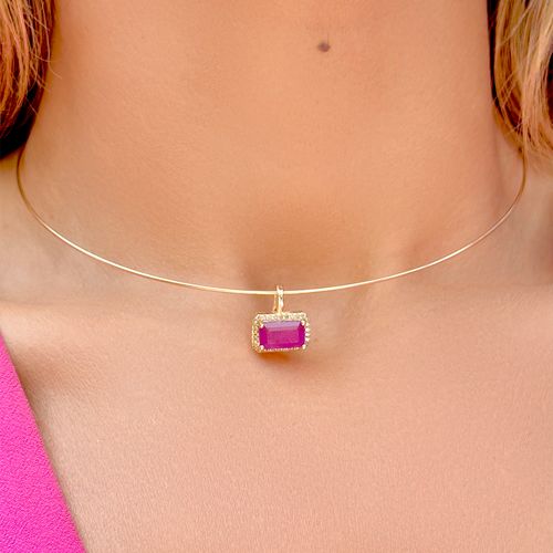 Colar aro fusion ametista banho de ouro 18k