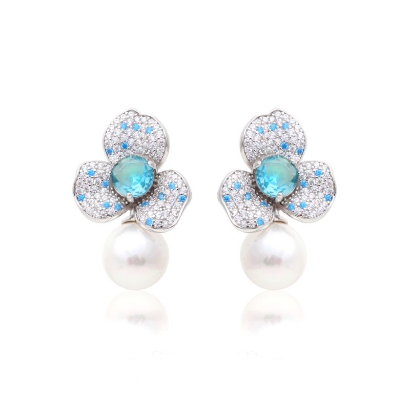 Brinco-perola-shell-flor-de-cristal-de-topazio-azul-prata-925-